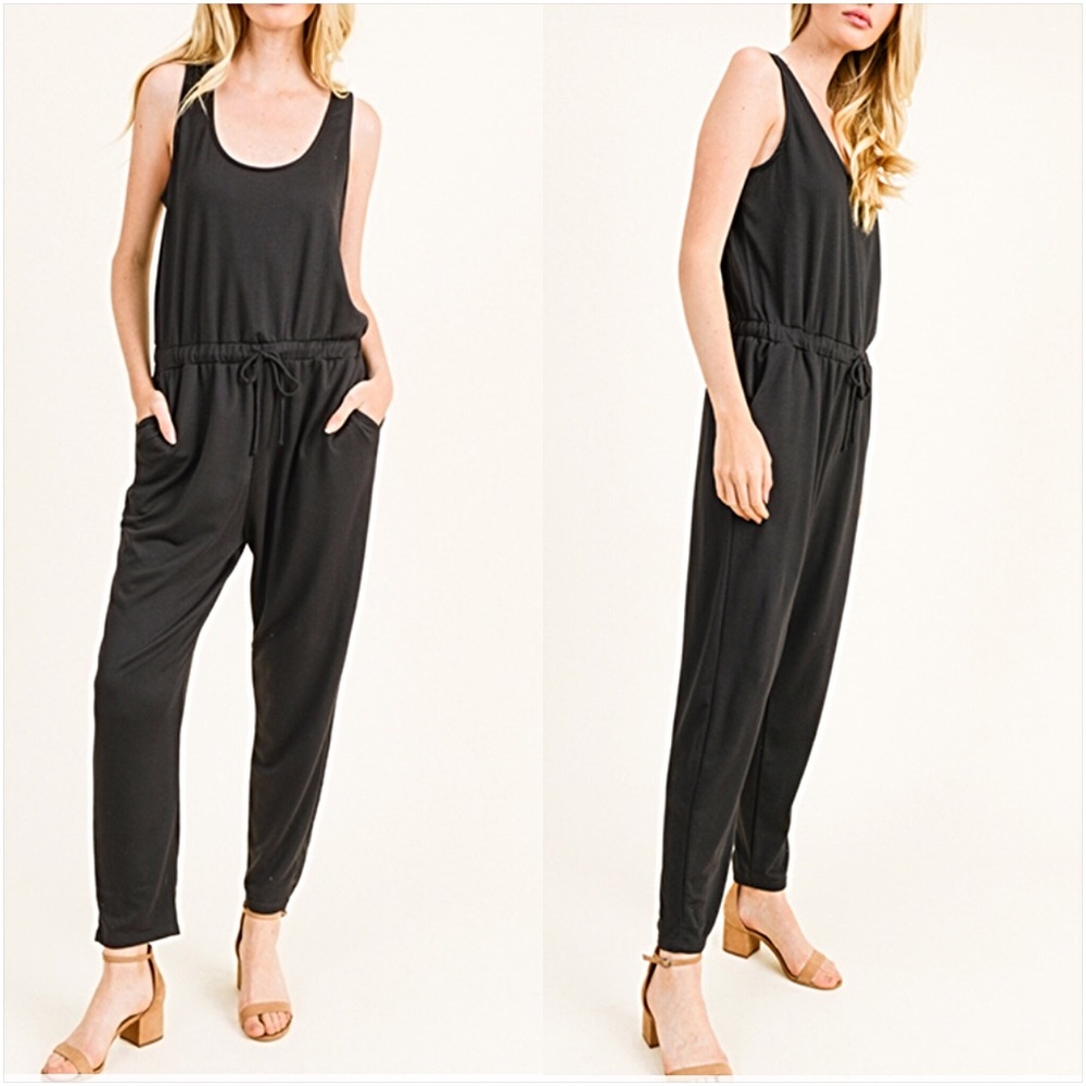 Softest Ever Black Jumpsuit Pockets  L - Picture 8 of 8